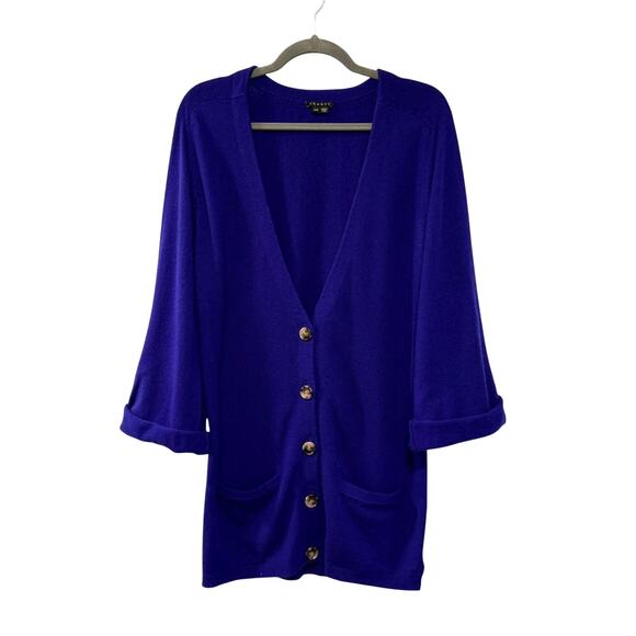 Theory Sweaters - Theory M 100% Cashmere Long Button Front Cardigan Sweater $535 Bright Royal Blue